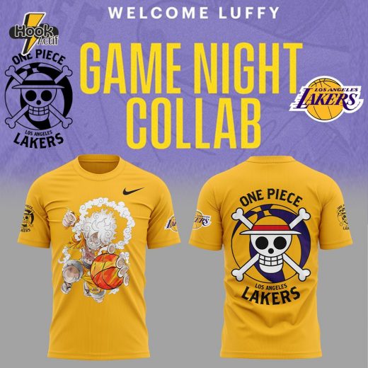 Luffy Gear 5 are joining the Lakers for One Piece Night Nike Yellow Tshirt