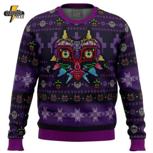 Majoras Mask Seamless Pattern Zelda Ugly Christmas Sweater