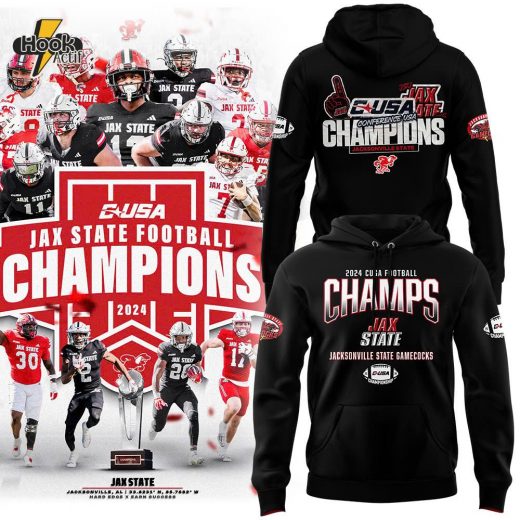 Men’s Jacksonville State Gamecocks 2024 Conference USA Champions Premium Limited Pullover Hoodie Black