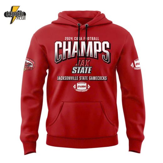 Men’s Jacksonville State Gamecocks 2024 Conference USA Champions Premium Limited Pullover Hoodie Red