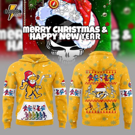 Nashville Predators Grateful Dead Merry Christmas And Happy New Year Nike Hoodie