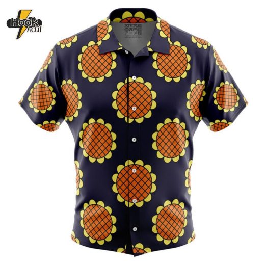 Navy Blue Monkey D. Luffy Lucy Dressrosa One Piece Button Up Hawaiian Shirt