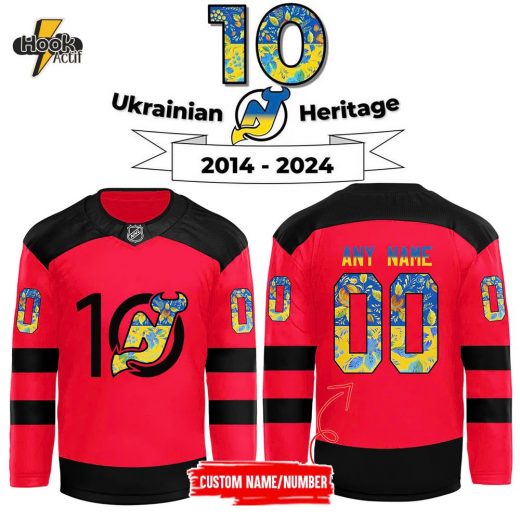 New Jersey Devils 2024 Ukrainian Heritage Day Custom Jersey