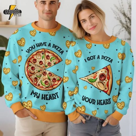 Pizza My Heart Personalized Couple funny Valentine Sweater