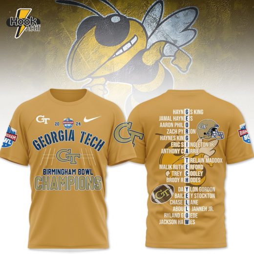 Premium Georgia Tech Birmingham Bowl Champions 3D Shirt For Football Fans