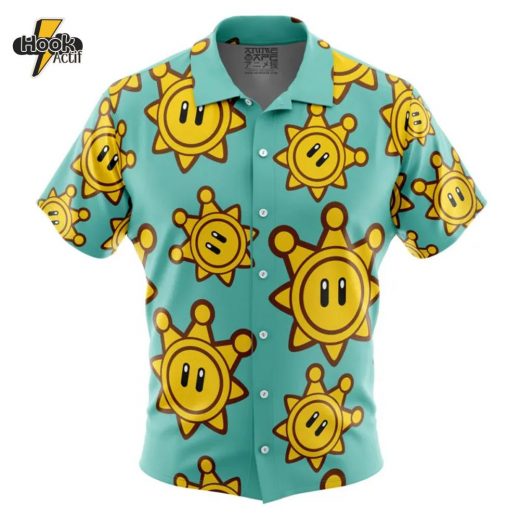 Shine Sprite Mario Bros Sunshine Button Up Hawaiian Shirt