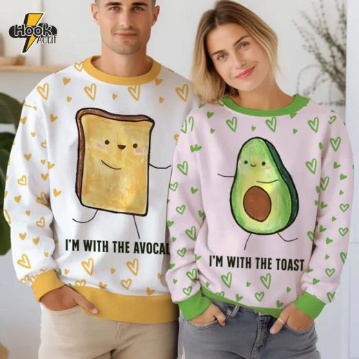 Toast and Avocado Couple Valentine Sweater