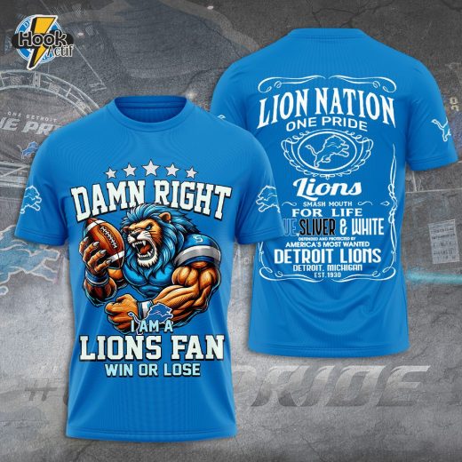 Detroit Lions Football 3D Graphic T-Shirt