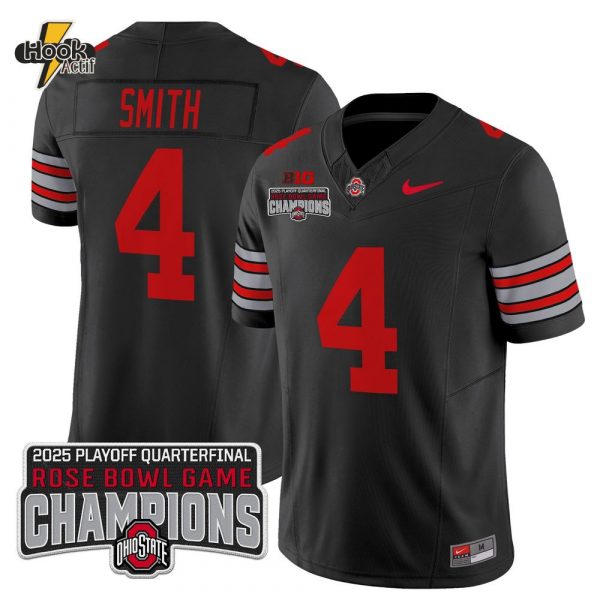 Men's Ohio State Buckeyes 'Heritage Stripe' 2025 Playoff Rose Bowl Champions Patch Vapor Limited Jersey