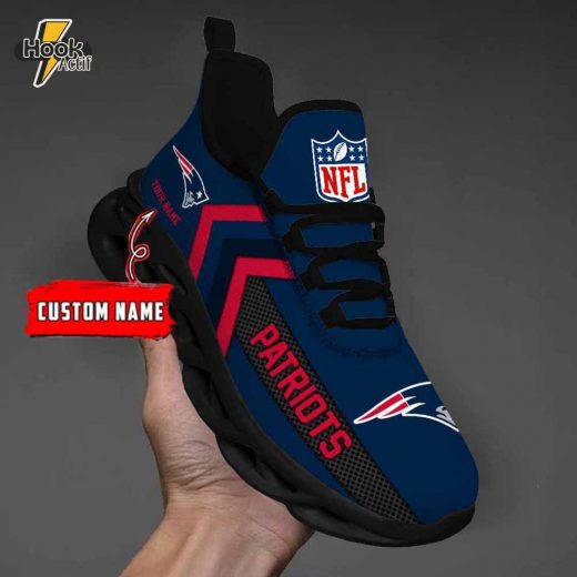 New England Patriots Max Soul Sneakers with Name Personalization V08