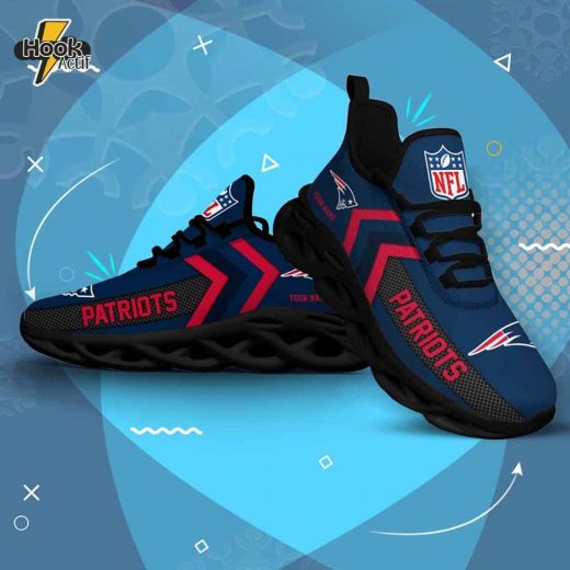 New England Patriots Max Soul Sneakers with Name Personalization V08