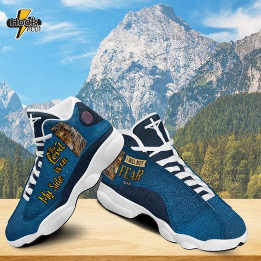 Teesdily | Jesus Lion Basketball Shoes, The Lord Is On My Side I Will Not Fear Running Shoes, Cross Lion Of Judah Unisex Shoes