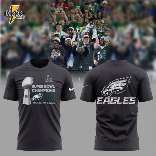 Anthracite Philadelphia Eagles Super Bowl LIX Champions Locker Room Trophy Collection T-shirt