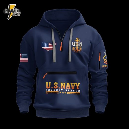 Being A Navy Veteran Is An Honor Personalizable Zipper Pouch Quarter-Zip Hoodie