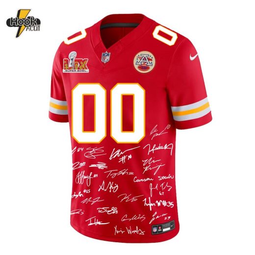 Kansas City Chiefs Champions Super Bowl 2025 Jersey SIGNATURE CUSTOM NAME NUMBER