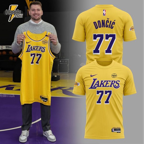 Los Angeles Lakers Show Luka Doncic Yellow T-shirt