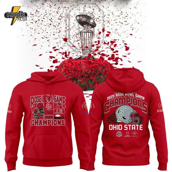 Ohio State Buckeyes 2025 Rose Bowl Red Hoodie
