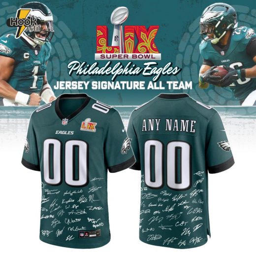 Philadelphia Eagles Champions Super Bowl 2025 Jersey SIGNATURE CUSTOM NAME NUMBER Limited Editions V1