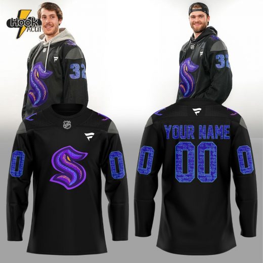 Seattle Kraken Black Hockey History Night Custom Name Jersey