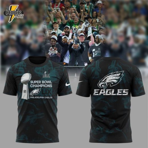 Smoker Midnight Green Philadelphia Eagles Super Bowl LIX Champions Lombardi Trophy T-shirt