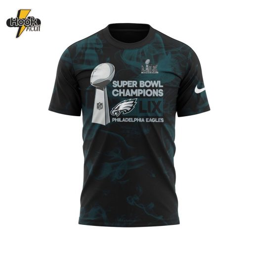 Smoker Midnight Green Philadelphia Eagles Super Bowl LIX Champions Lombardi Trophy T-shirt