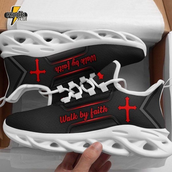 Walk By Faith Jesus Cross Black Red Max Soul Shoes
