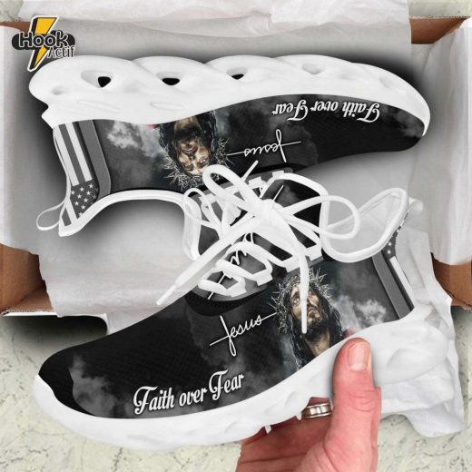 White And Black Jesus Faith Over Fear Christian Max Soul Shoes