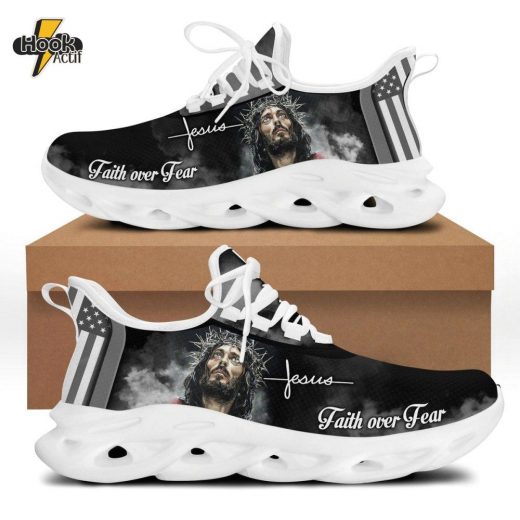 White And Black Jesus Faith Over Fear Christian Max Soul Shoes