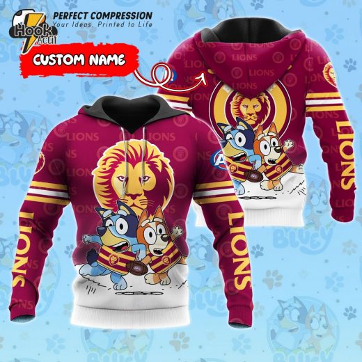 AFL Brisbane Lions And Bluey Personalized Hoodie – New 2025