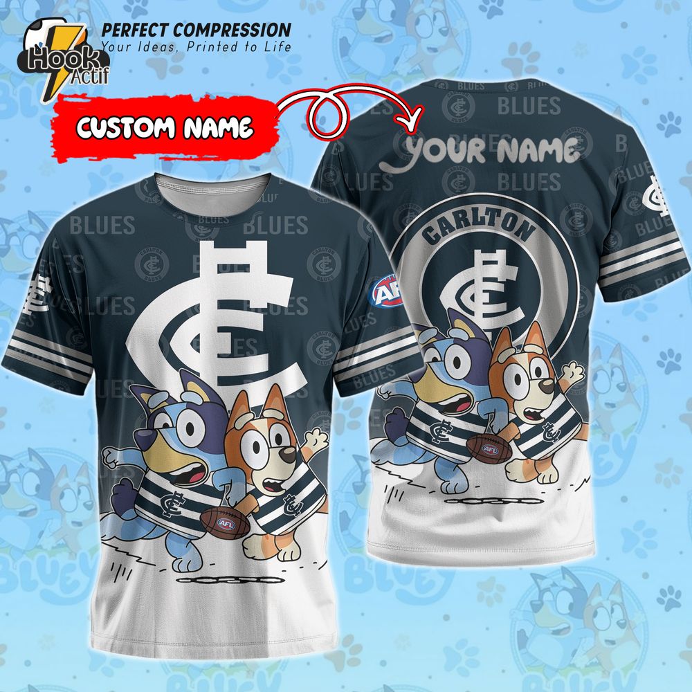 AFL Carlton Blues And Bluey Personalized Tshirt – New 2025 AFL Carlton Blues And Bluey Personalized Tshirt – New 2025