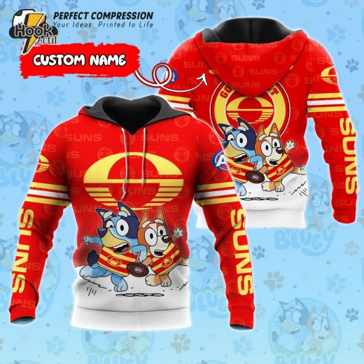 AFL Gold Coast Suns And Bluey Personalized Hoodie – New 2025