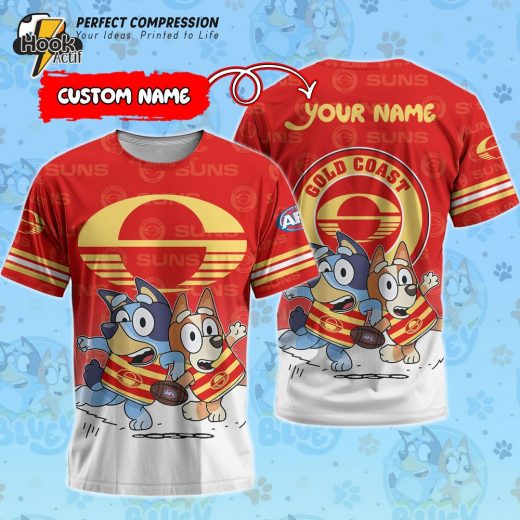 AFL Gold Coast Suns And Bluey Personalized Tshirt – New 2025