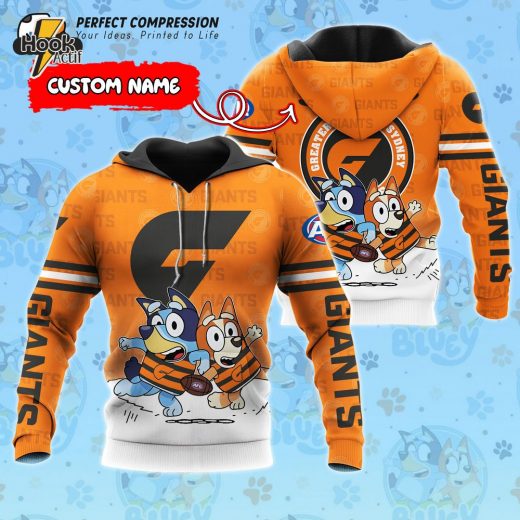 AFL Greater Western Sydney Giants And Bluey Personalized Hoodie – New 2025