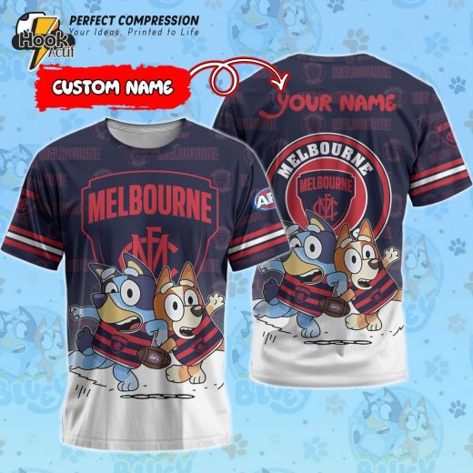 AFL Melbourne Demons And Bluey Personalized Tshirt – New 2025