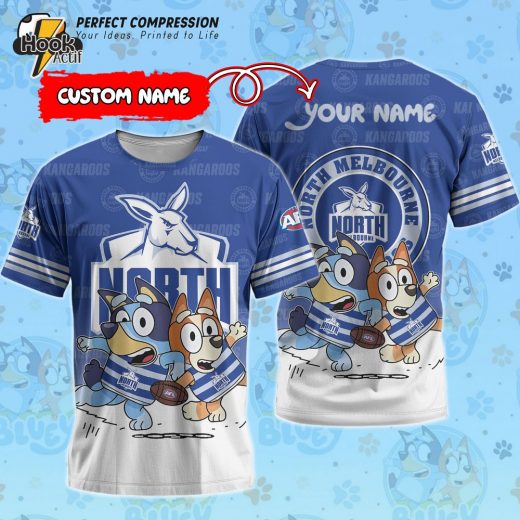 AFL North Melbourne Kangaroos And Bluey Personalized Tshirt – New 2025