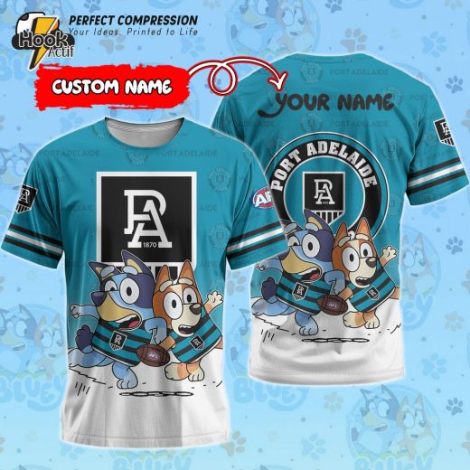 AFL Port Adelaide Power And Bluey Personalized Tshirt – New 2025