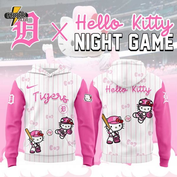 Detroit Tigers x Hello Kitty Night Game Pink Logo Hoodie