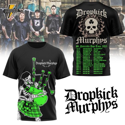 Dropkick Murphys Skeleton Bagpipes T-Shirt – Irish Punk Rock Tee