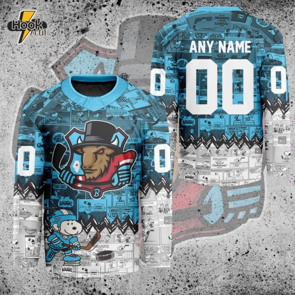 ECHL Bloomington Bison Peanuts 75th Anniversary Premium Hockey Jersey