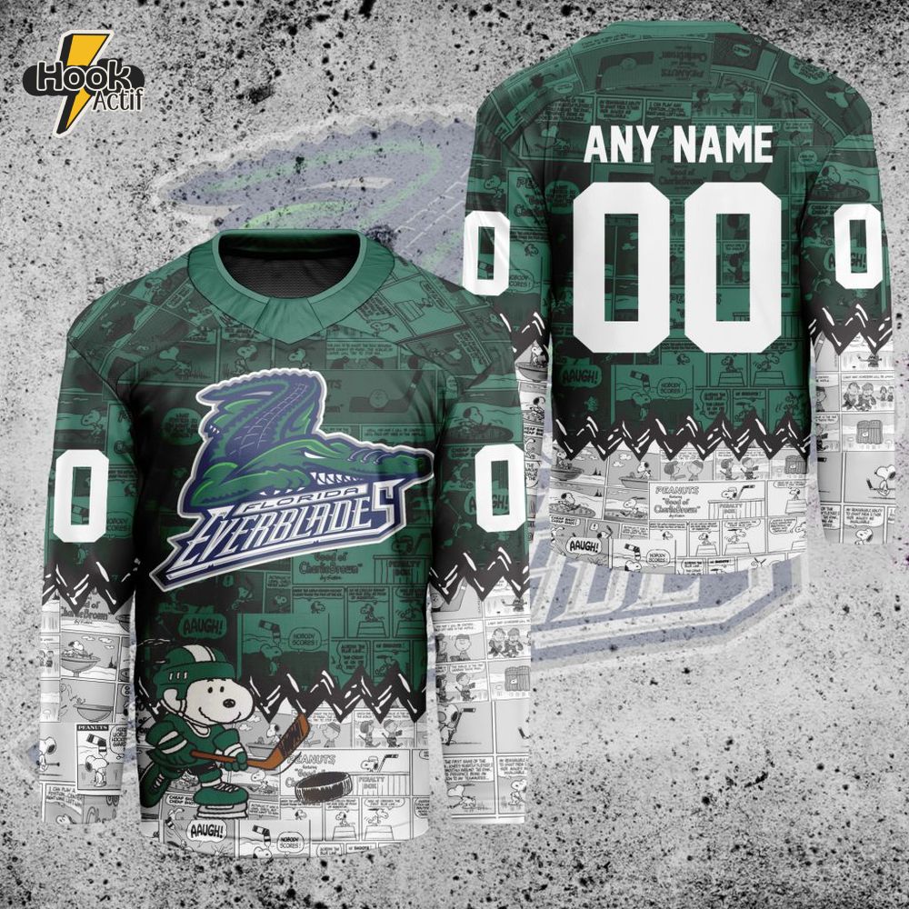 ECHL Florida Everblades Peanuts 75th Anniversary Premium Hockey Jersey ECHL Florida Everblades Peanuts 75th Anniversary Premium Hockey Jersey
