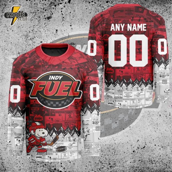 ECHL Indy Fuel Autism Awareness Peanuts 75th Anniversary Hockey Jersey