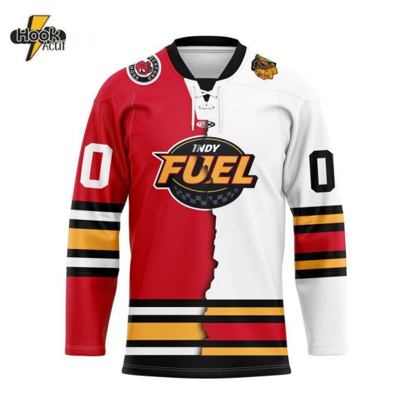 ECHL Indy Fuel Personalized Mix Design Lace-Up Hockey Jersey