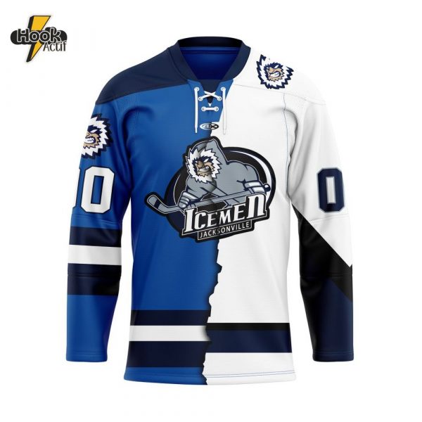 ECHL Jacksonville Icemen Personalized Mix Design Lace-Up Hockey Jersey