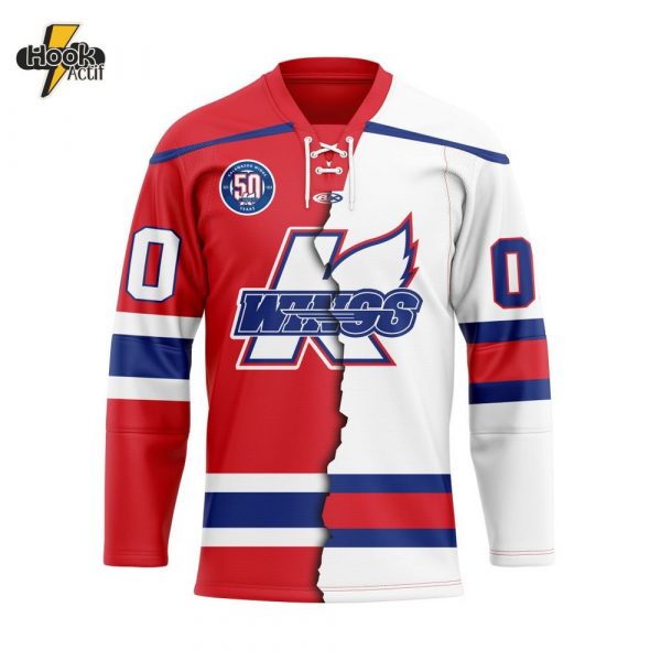 ECHL Kalamazoo Wings Personalized Mix Design Lace-Up Hockey Jersey
