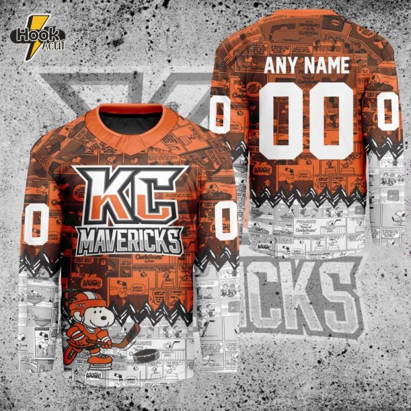 ECHL Kansas City Mavericks Peanuts 75th Anniversary Premium Hockey Jersey