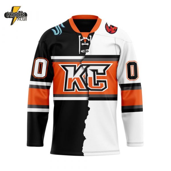 ECHL Kansas City Mavericks Personalized Mix Design Lace-Up Hockey Jersey
