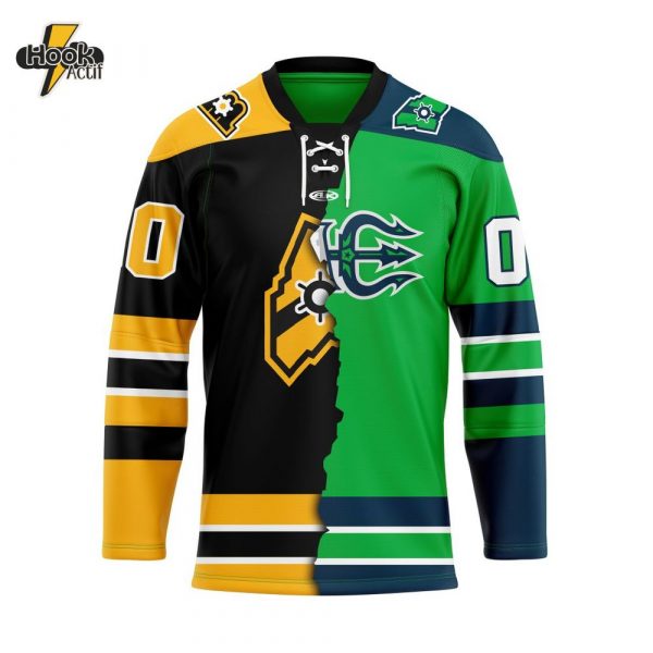 ECHL Maine Mariners Personalized Mix Design Lace-Up Hockey Jersey