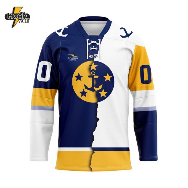 ECHL Norfolk Admirals Personalized Mix Design Lace-Up Hockey Jersey