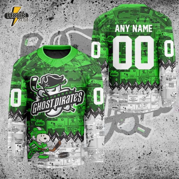 ECHL Savannah Ghost Pirates Peanuts 75th Anniversary Premium Hockey Jersey