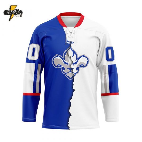 ECHL Trois-Rivières Lions Personalized Mix Design Lace-Up Hockey Jersey